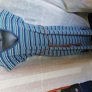 SONOMA GOODS FOR LIFE MIDI DRESS BLUE STRIPE BELT